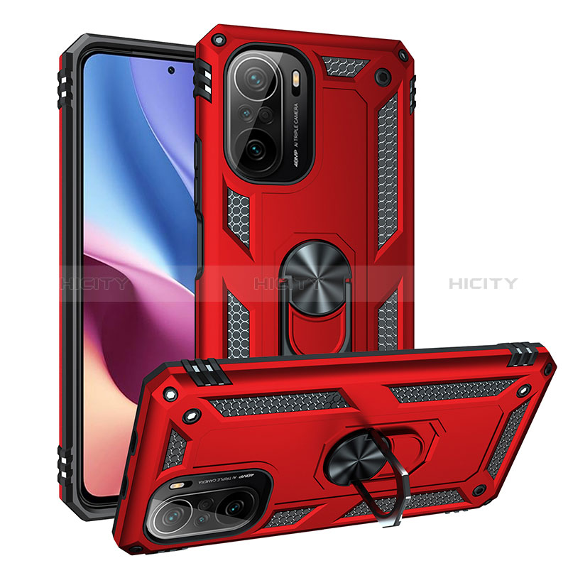 Custodia Silicone e Plastica Opaca Cover con Magnetico Anello Supporto MQ3 per Xiaomi Mi 11X 5G Rosso