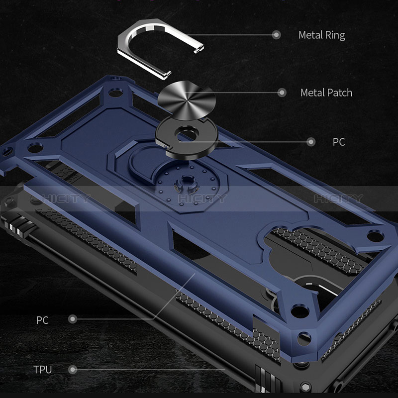 Custodia Silicone e Plastica Opaca Cover con Magnetico Anello Supporto MQ3 per Xiaomi Poco M2 Pro