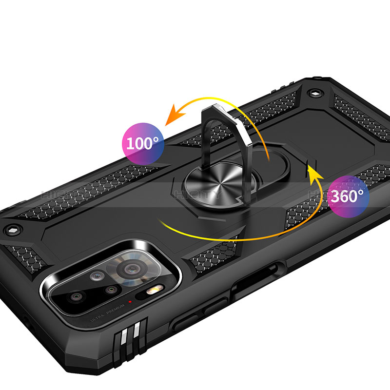 Custodia Silicone e Plastica Opaca Cover con Magnetico Anello Supporto MQ3 per Xiaomi Poco M5S