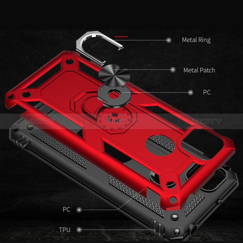 Custodia Silicone e Plastica Opaca Cover con Magnetico Anello Supporto MQ3 per Xiaomi Redmi 9 Activ