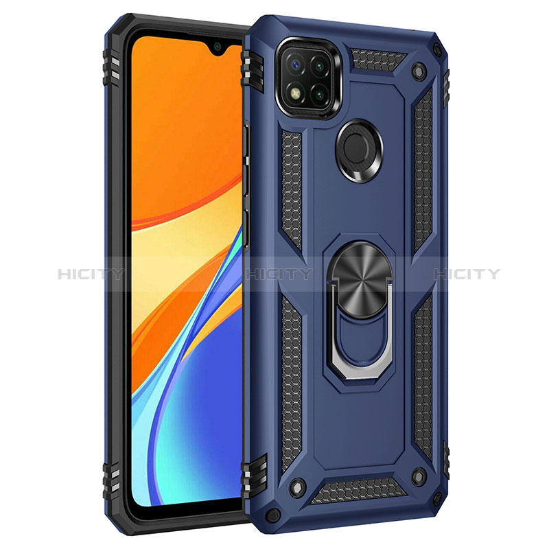 Custodia Silicone e Plastica Opaca Cover con Magnetico Anello Supporto MQ3 per Xiaomi Redmi 9 India