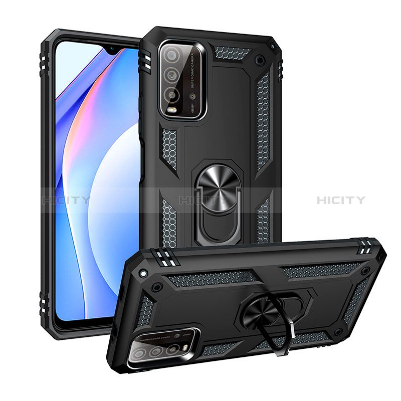 Custodia Silicone e Plastica Opaca Cover con Magnetico Anello Supporto MQ3 per Xiaomi Redmi 9T 4G