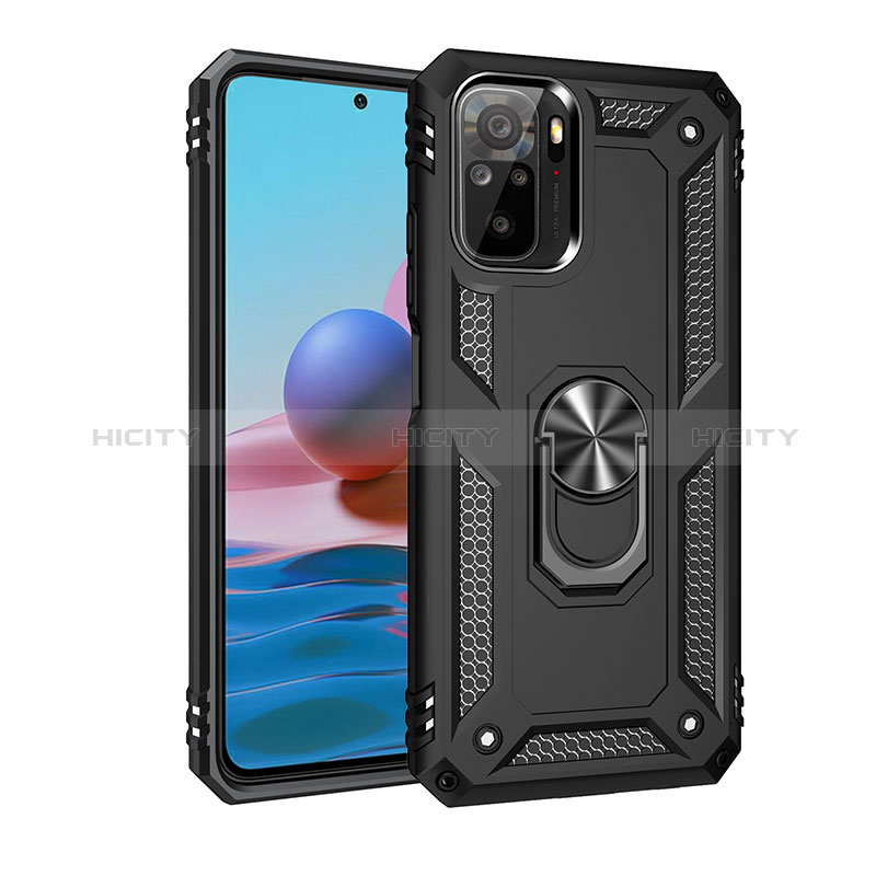 Custodia Silicone e Plastica Opaca Cover con Magnetico Anello Supporto MQ3 per Xiaomi Redmi Note 10 4G