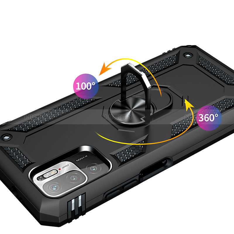 Custodia Silicone e Plastica Opaca Cover con Magnetico Anello Supporto MQ3 per Xiaomi Redmi Note 10 5G