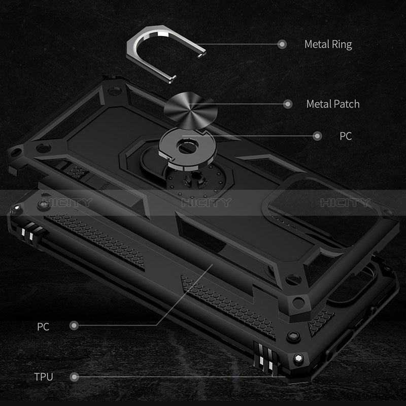 Custodia Silicone e Plastica Opaca Cover con Magnetico Anello Supporto MQ3 per Xiaomi Redmi Note 10 Pro 5G