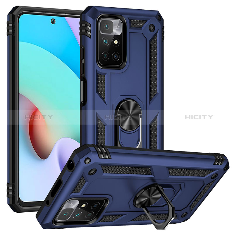 Custodia Silicone e Plastica Opaca Cover con Magnetico Anello Supporto MQ3 per Xiaomi Redmi Note 11 4G (2021) Blu