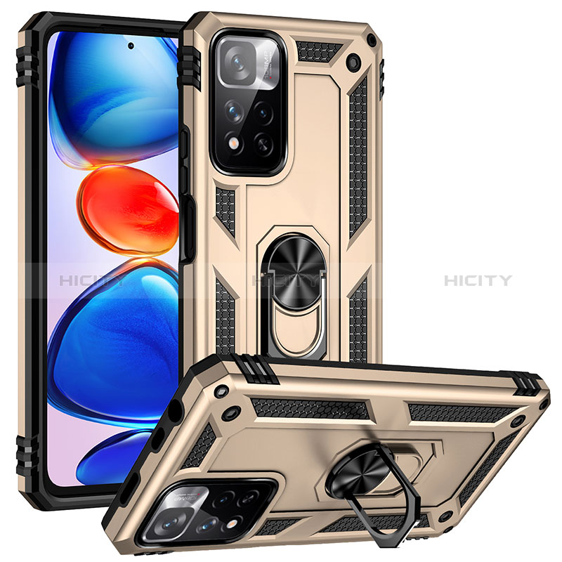 Custodia Silicone e Plastica Opaca Cover con Magnetico Anello Supporto MQ3 per Xiaomi Redmi Note 11 Pro+ Plus 5G