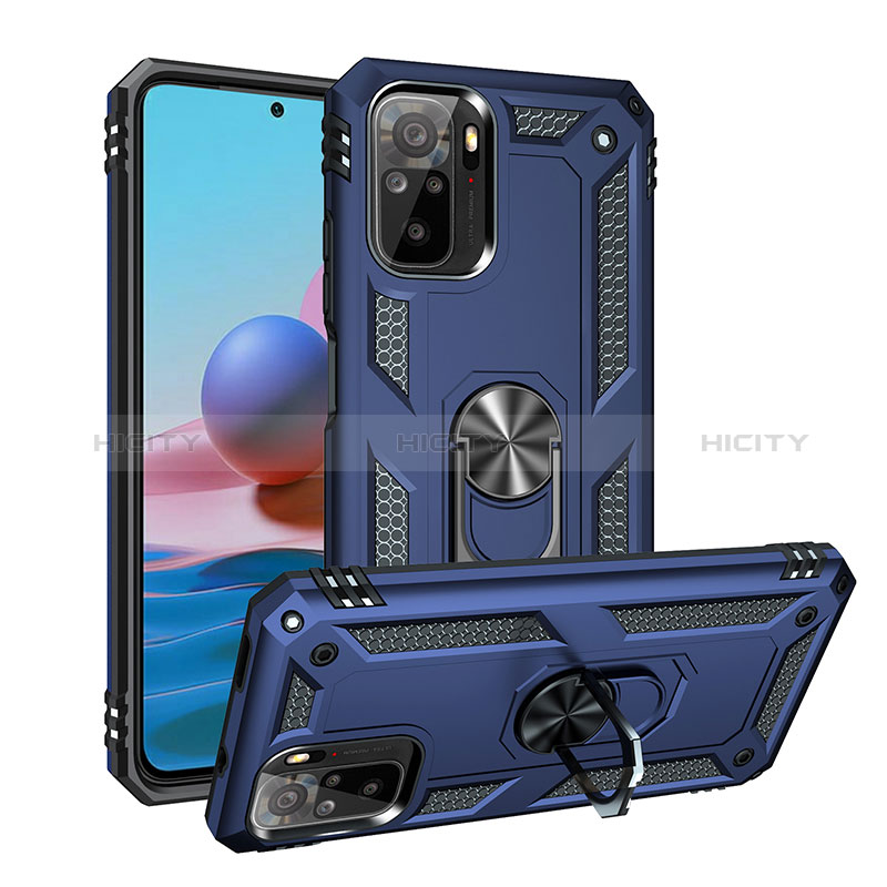 Custodia Silicone e Plastica Opaca Cover con Magnetico Anello Supporto MQ3 per Xiaomi Redmi Note 11 SE India 4G Blu