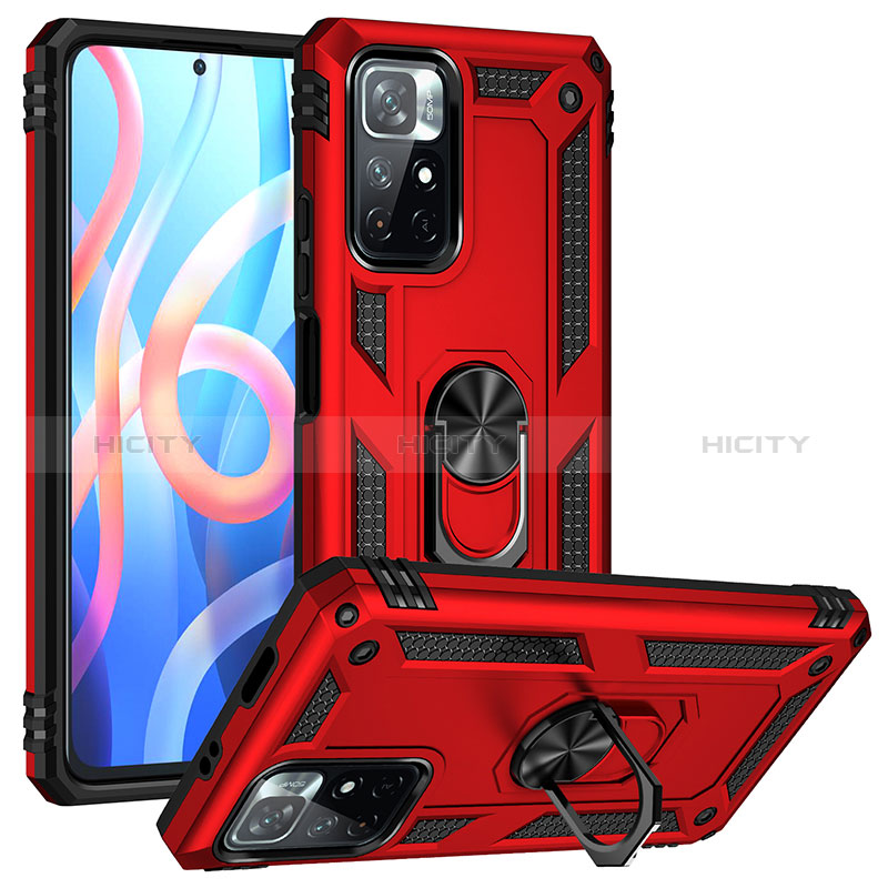 Custodia Silicone e Plastica Opaca Cover con Magnetico Anello Supporto MQ3 per Xiaomi Redmi Note 11T 5G