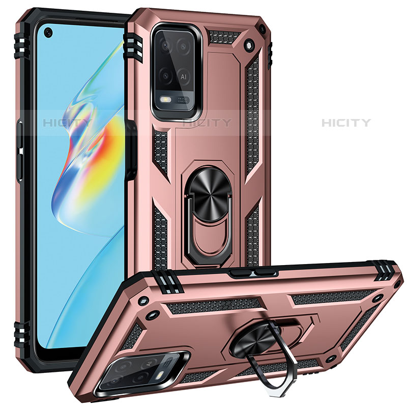 Custodia Silicone e Plastica Opaca Cover con Magnetico Anello Supporto MQ4 per Oppo A54 4G Oro Rosa