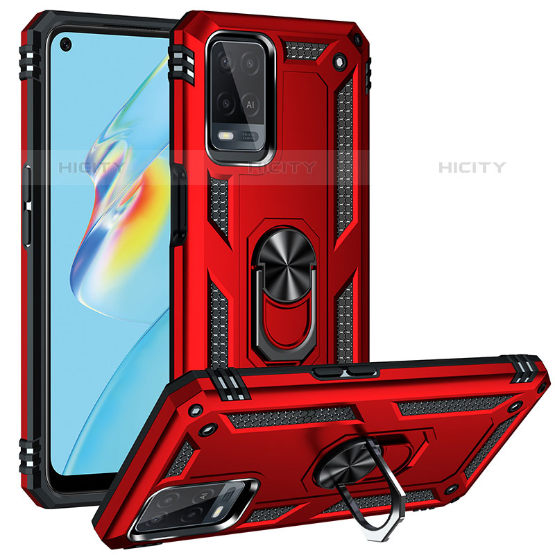 Custodia Silicone e Plastica Opaca Cover con Magnetico Anello Supporto MQ4 per Oppo A54 4G Rosso