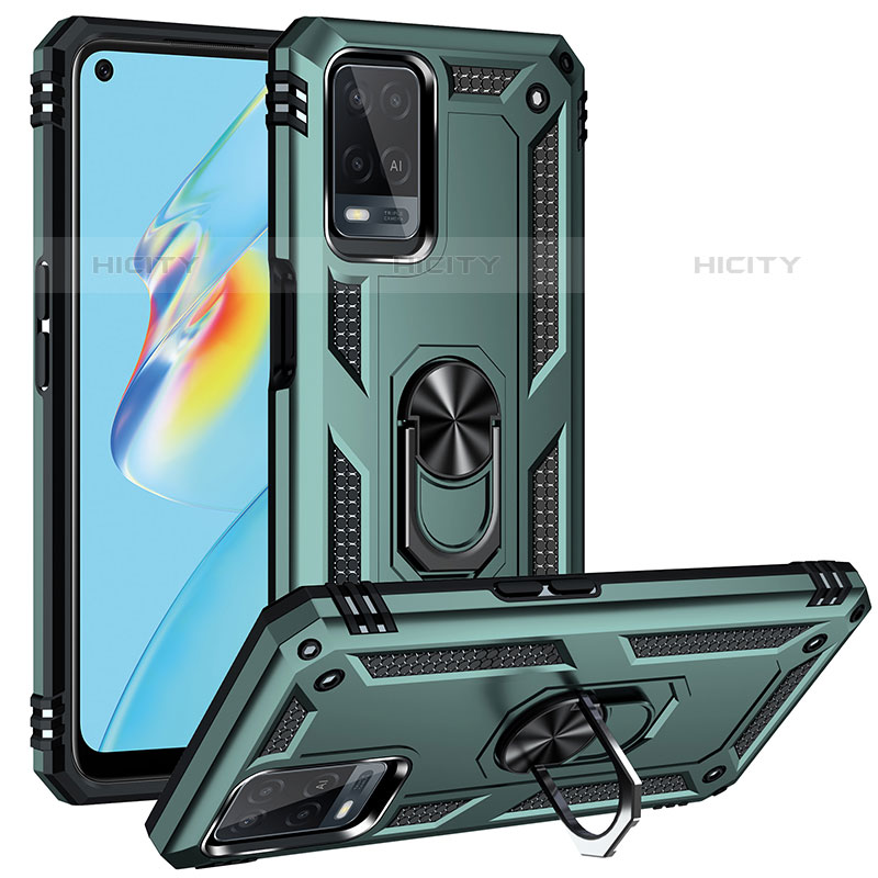 Custodia Silicone e Plastica Opaca Cover con Magnetico Anello Supporto MQ4 per Oppo A54 4G Verde