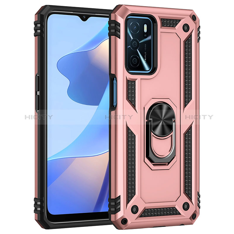 Custodia Silicone e Plastica Opaca Cover con Magnetico Anello Supporto MQ4 per Oppo A54s Oro Rosa