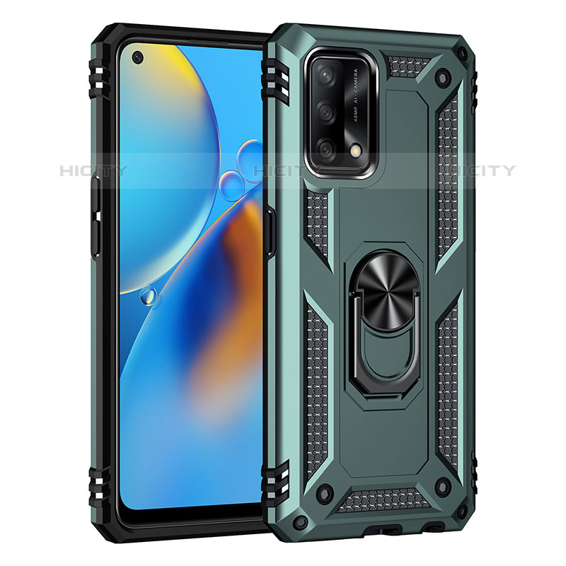 Custodia Silicone e Plastica Opaca Cover con Magnetico Anello Supporto MQ4 per Oppo A74 4G Verde