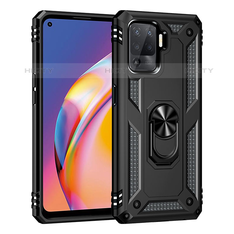 Custodia Silicone e Plastica Opaca Cover con Magnetico Anello Supporto MQ4 per Oppo F19 Pro Nero