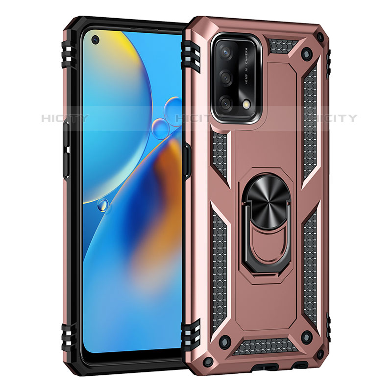 Custodia Silicone e Plastica Opaca Cover con Magnetico Anello Supporto MQ4 per Oppo Reno6 Lite Oro Rosa