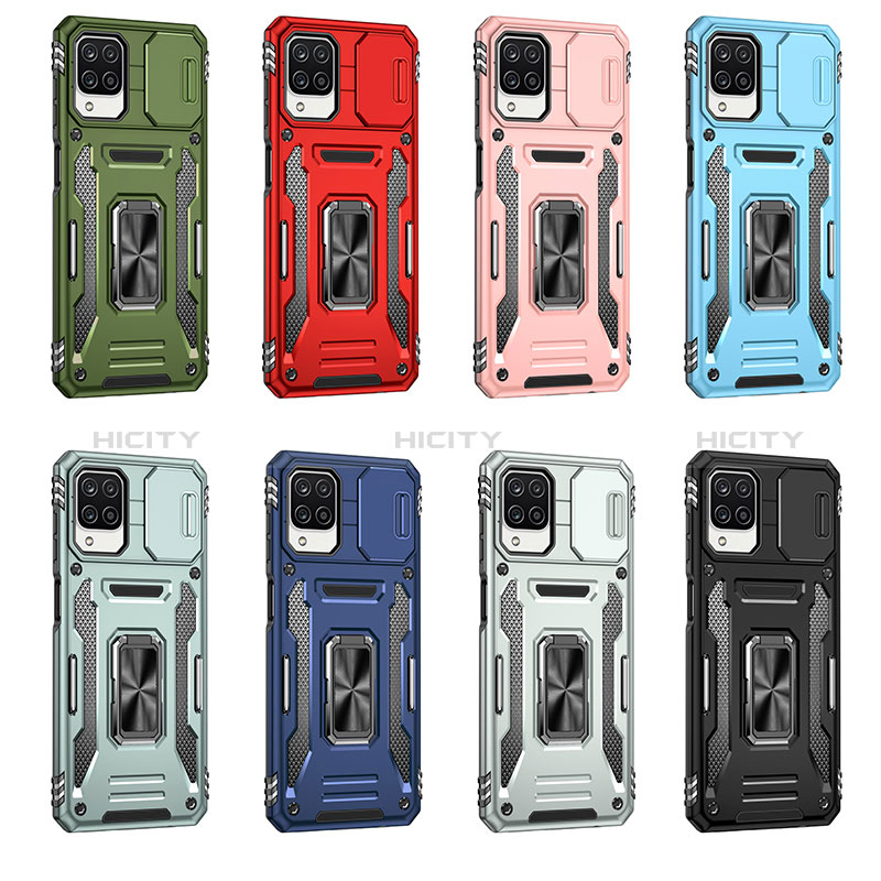 Custodia Silicone e Plastica Opaca Cover con Magnetico Anello Supporto MQ4 per Samsung Galaxy A12