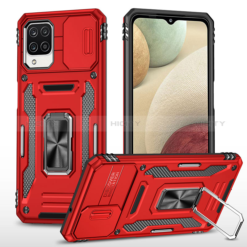 Custodia Silicone e Plastica Opaca Cover con Magnetico Anello Supporto MQ4 per Samsung Galaxy A12 5G