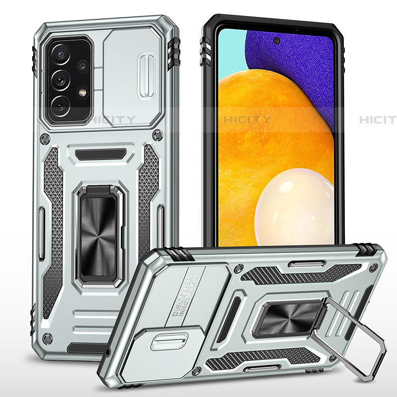 Custodia Silicone e Plastica Opaca Cover con Magnetico Anello Supporto MQ4 per Samsung Galaxy A52 4G