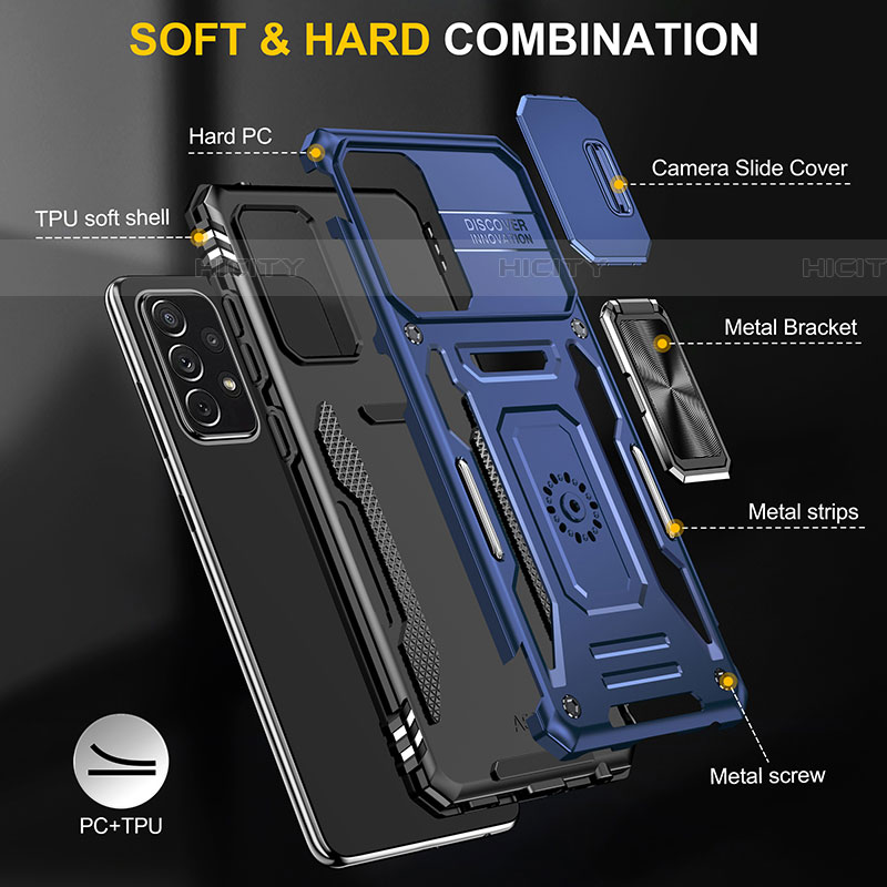 Custodia Silicone e Plastica Opaca Cover con Magnetico Anello Supporto MQ4 per Samsung Galaxy A52 5G