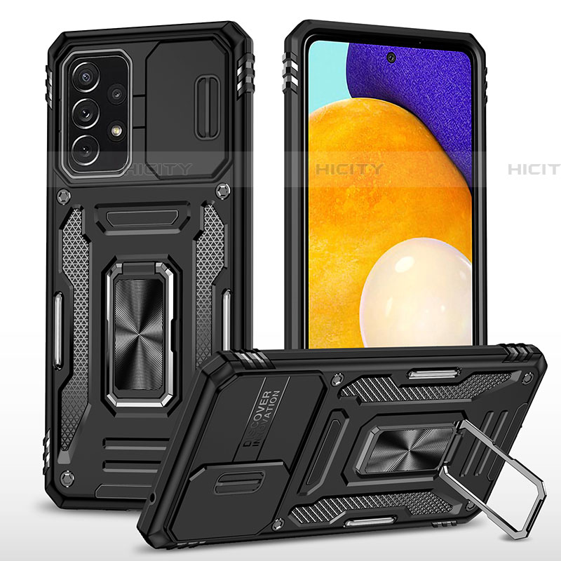 Custodia Silicone e Plastica Opaca Cover con Magnetico Anello Supporto MQ4 per Samsung Galaxy A52 5G