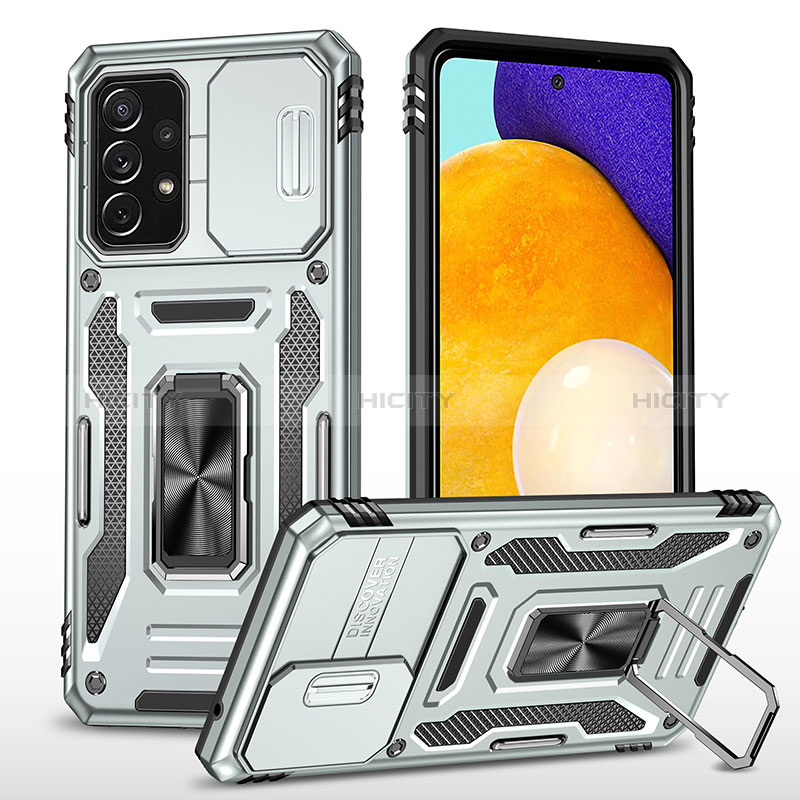 Custodia Silicone e Plastica Opaca Cover con Magnetico Anello Supporto MQ4 per Samsung Galaxy A52s 5G