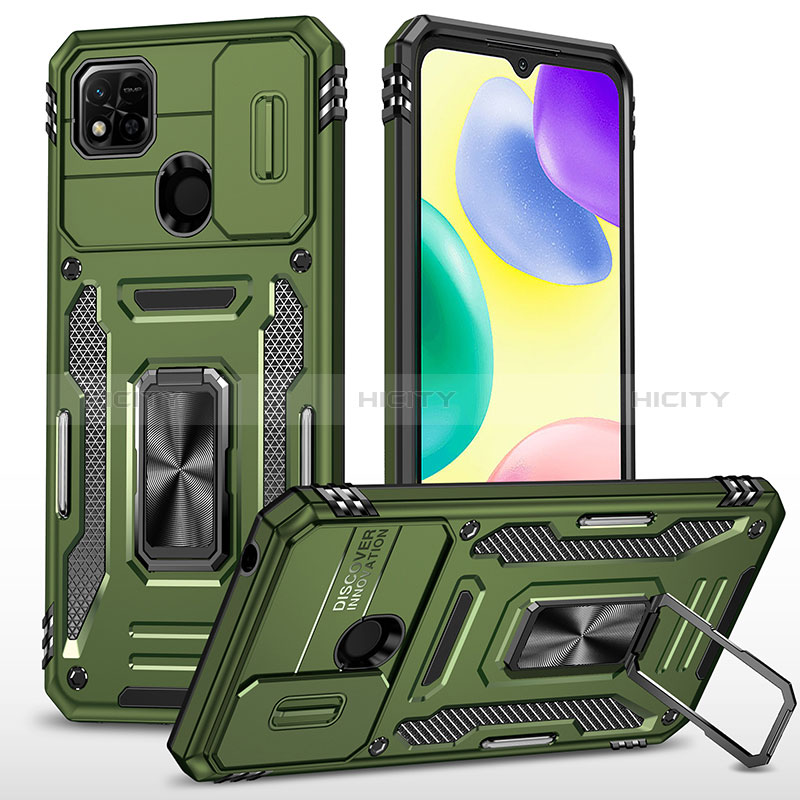 Custodia Silicone e Plastica Opaca Cover con Magnetico Anello Supporto MQ4 per Xiaomi Redmi 9 Activ