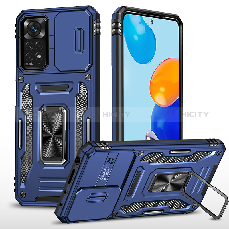 Custodia Silicone e Plastica Opaca Cover con Magnetico Anello Supporto MQ4 per Xiaomi Redmi Note 11 Pro 4G