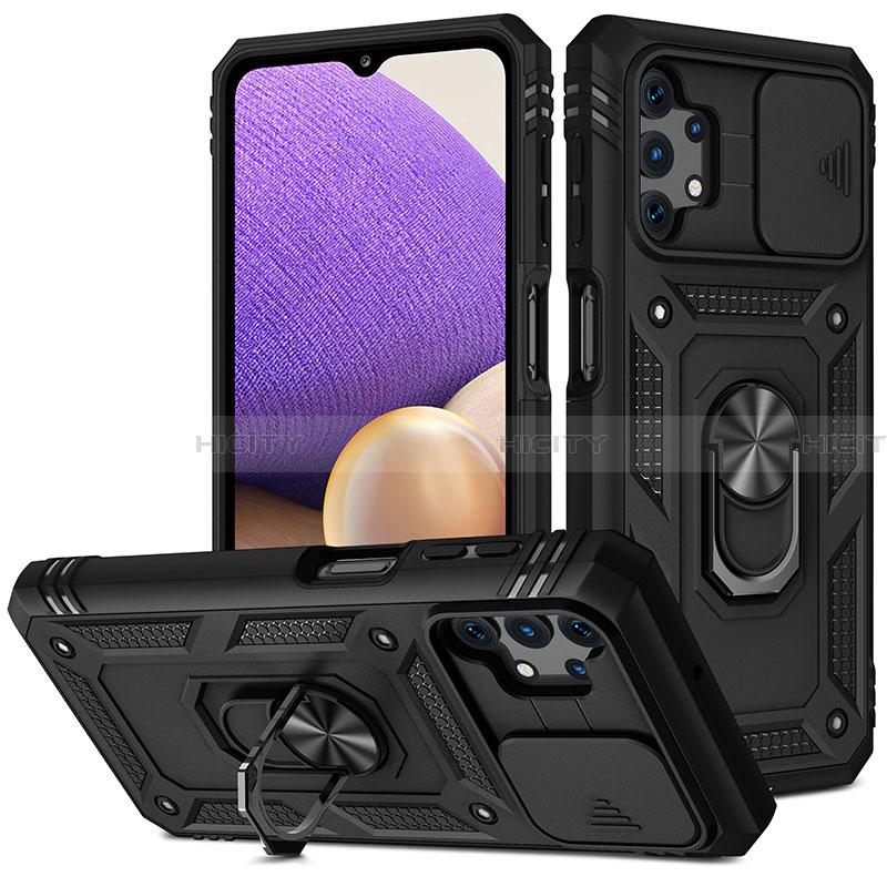 Custodia Silicone e Plastica Opaca Cover con Magnetico Anello Supporto MQ5 per Samsung Galaxy A32 4G
