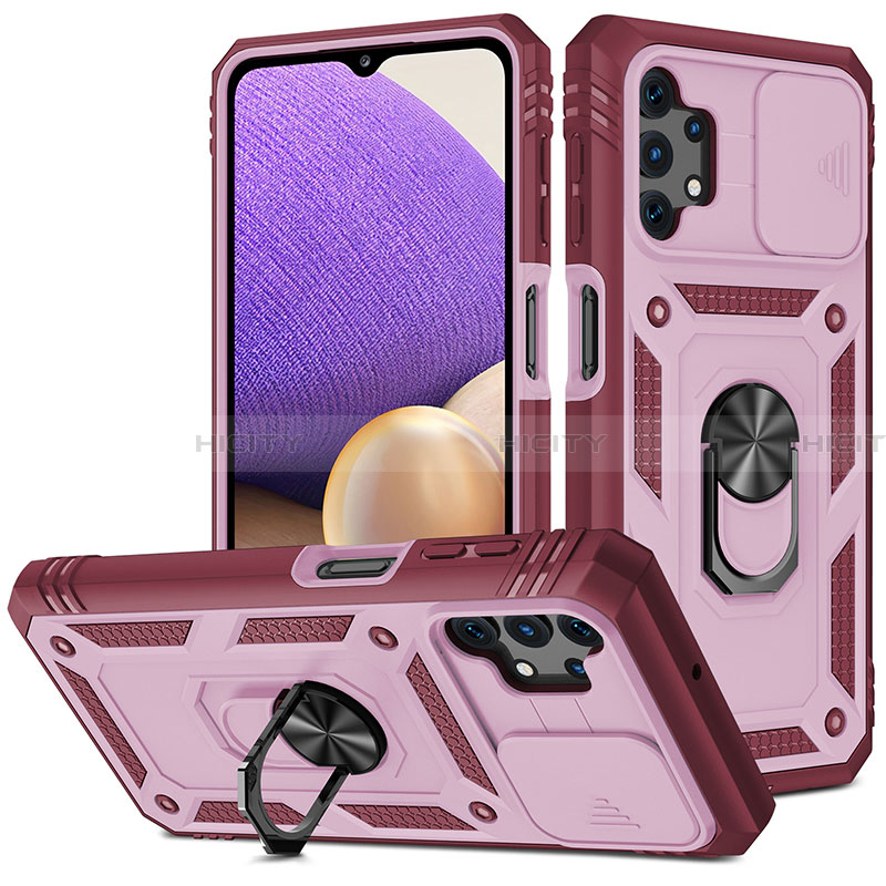 Custodia Silicone e Plastica Opaca Cover con Magnetico Anello Supporto MQ5 per Samsung Galaxy A32 4G Multicolore