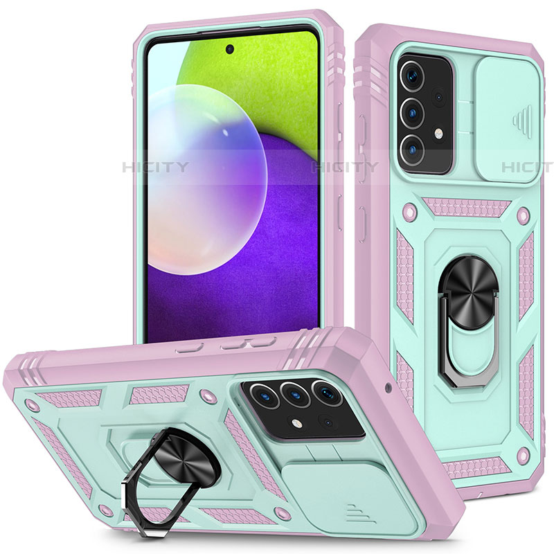 Custodia Silicone e Plastica Opaca Cover con Magnetico Anello Supporto MQ5 per Samsung Galaxy A52 4G