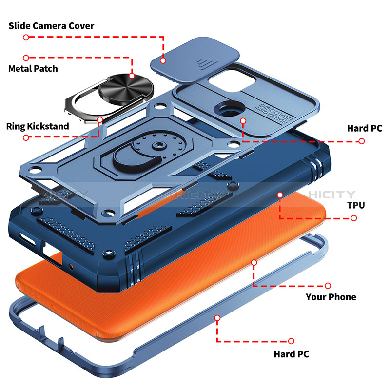 Custodia Silicone e Plastica Opaca Cover con Magnetico Anello Supporto MQ5 per Xiaomi POCO C3