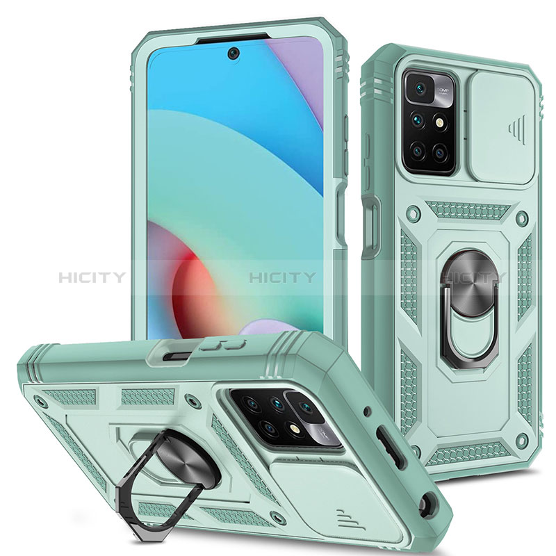 Custodia Silicone e Plastica Opaca Cover con Magnetico Anello Supporto MQ5 per Xiaomi Redmi 10 (2022) Verde