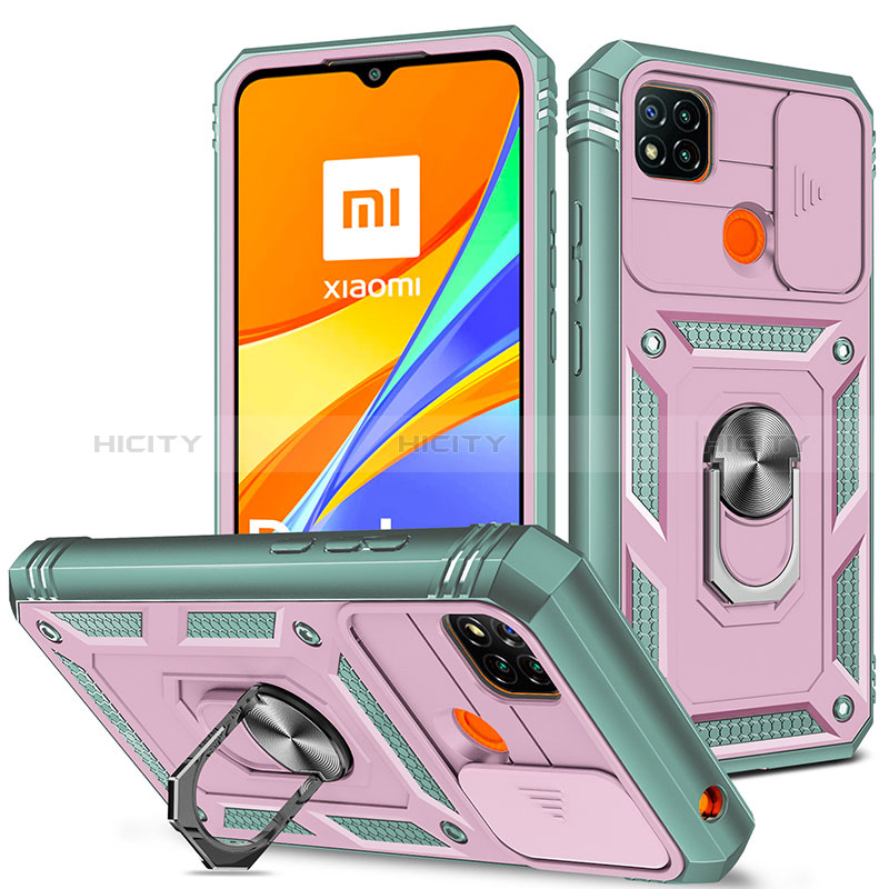 Custodia Silicone e Plastica Opaca Cover con Magnetico Anello Supporto MQ5 per Xiaomi Redmi 9 Activ