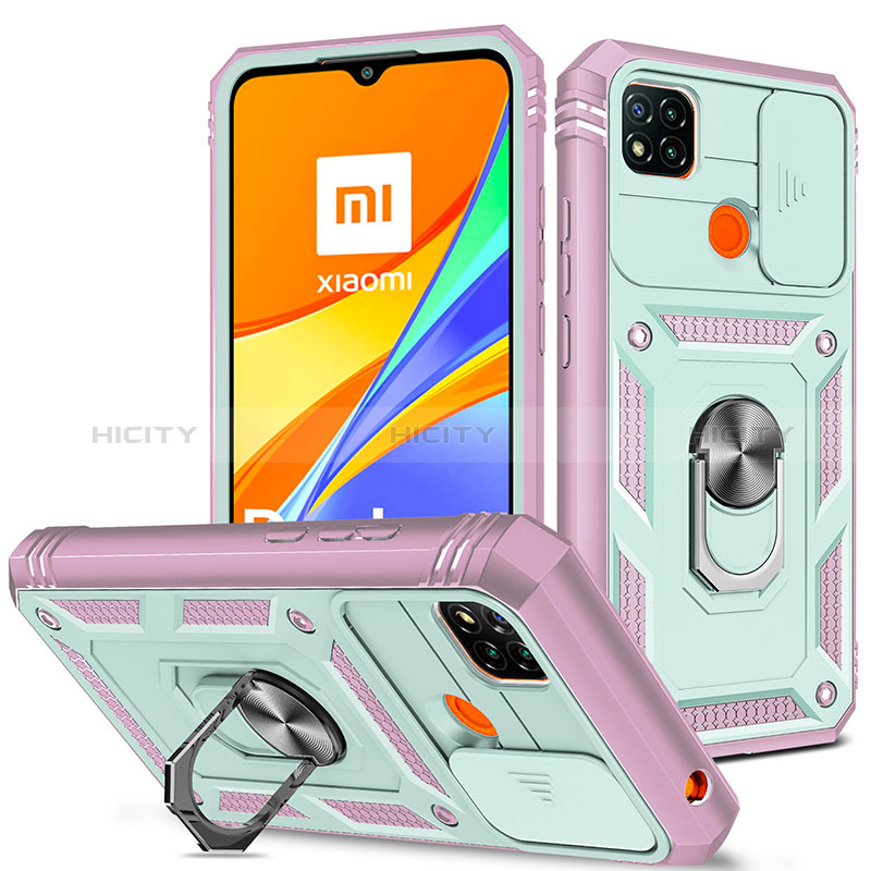 Custodia Silicone e Plastica Opaca Cover con Magnetico Anello Supporto MQ5 per Xiaomi Redmi 9 India