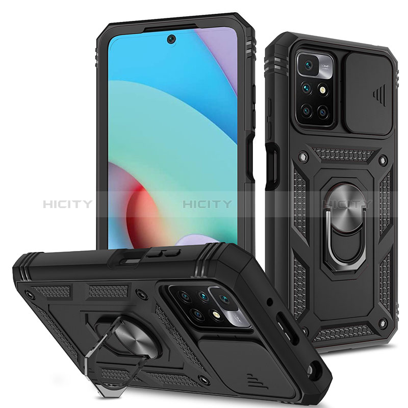 Custodia Silicone e Plastica Opaca Cover con Magnetico Anello Supporto MQ5 per Xiaomi Redmi Note 11 4G (2021) Nero