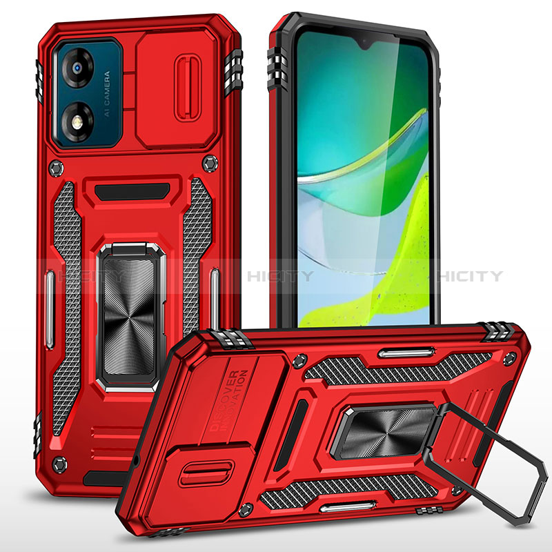 Custodia Silicone e Plastica Opaca Cover con Magnetico Anello Supporto MQ6 per Motorola Moto E13