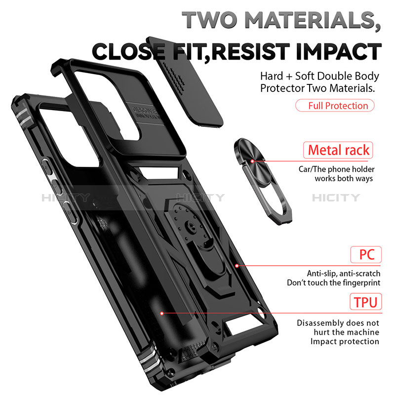 Custodia Silicone e Plastica Opaca Cover con Magnetico Anello Supporto MQ6 per Motorola Moto Edge Plus (2023) 5G