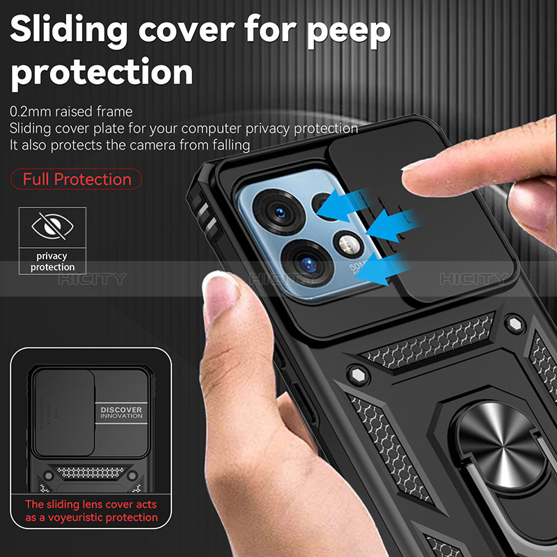 Custodia Silicone e Plastica Opaca Cover con Magnetico Anello Supporto MQ6 per Motorola Moto Edge Plus (2023) 5G