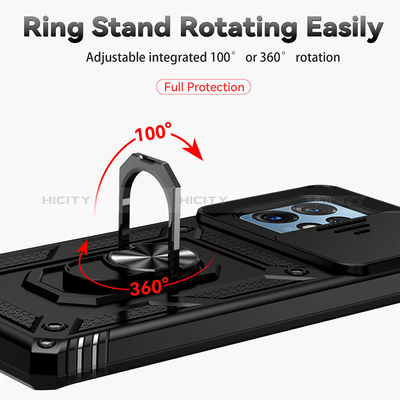 Custodia Silicone e Plastica Opaca Cover con Magnetico Anello Supporto MQ6 per Motorola Moto Edge Plus (2023) 5G