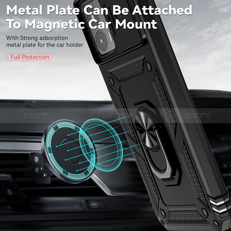 Custodia Silicone e Plastica Opaca Cover con Magnetico Anello Supporto MQ6 per Motorola Moto G 5G (2023)