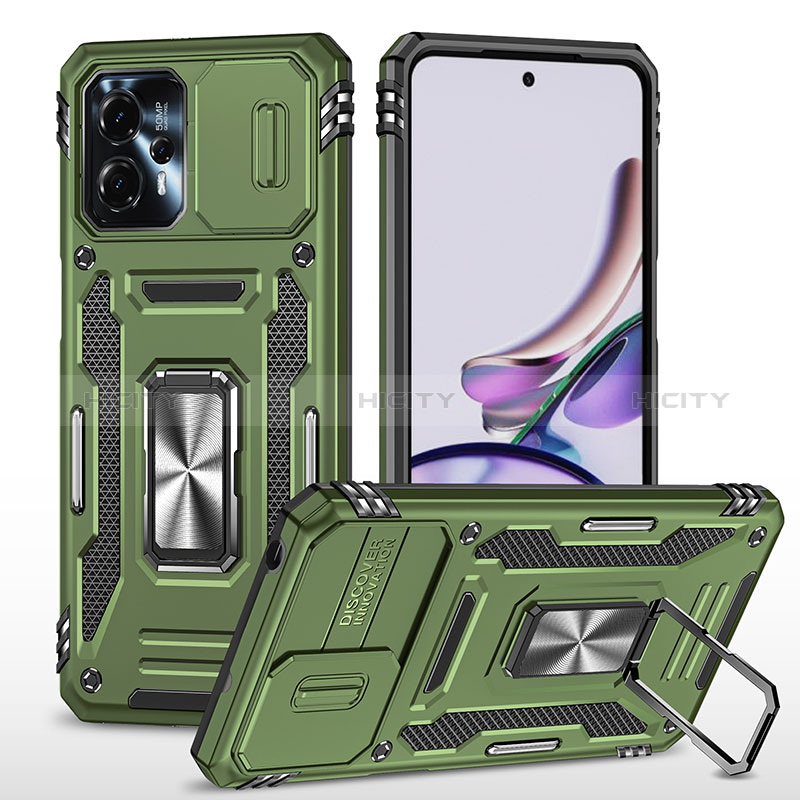 Custodia Silicone e Plastica Opaca Cover con Magnetico Anello Supporto MQ6 per Motorola Moto G23 Verde