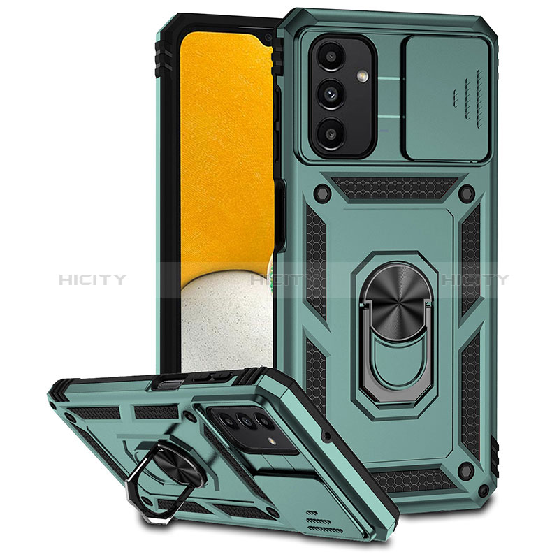 Custodia Silicone e Plastica Opaca Cover con Magnetico Anello Supporto MQ6 per Samsung Galaxy A04s Verde