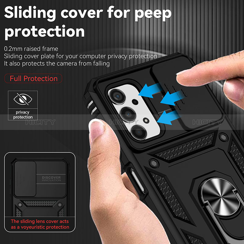 Custodia Silicone e Plastica Opaca Cover con Magnetico Anello Supporto MQ6 per Samsung Galaxy A13 4G