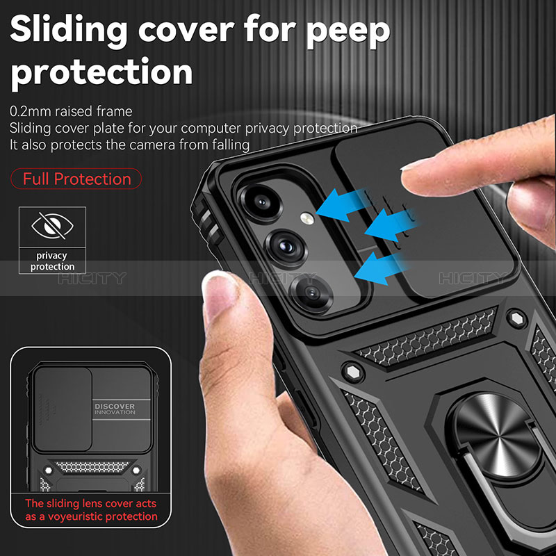 Custodia Silicone e Plastica Opaca Cover con Magnetico Anello Supporto MQ6 per Samsung Galaxy A14 4G