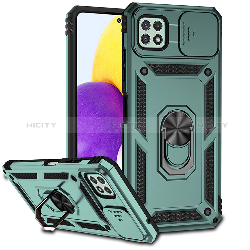 Custodia Silicone e Plastica Opaca Cover con Magnetico Anello Supporto MQ6 per Samsung Galaxy A22 5G