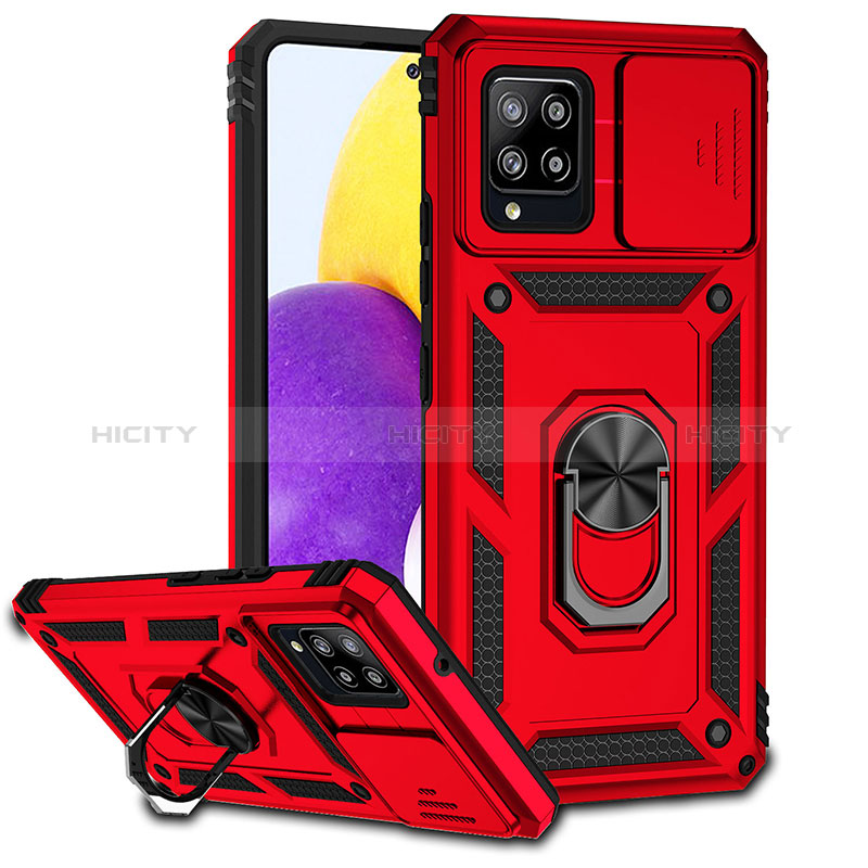 Custodia Silicone e Plastica Opaca Cover con Magnetico Anello Supporto MQ6 per Samsung Galaxy A42 5G Rosso