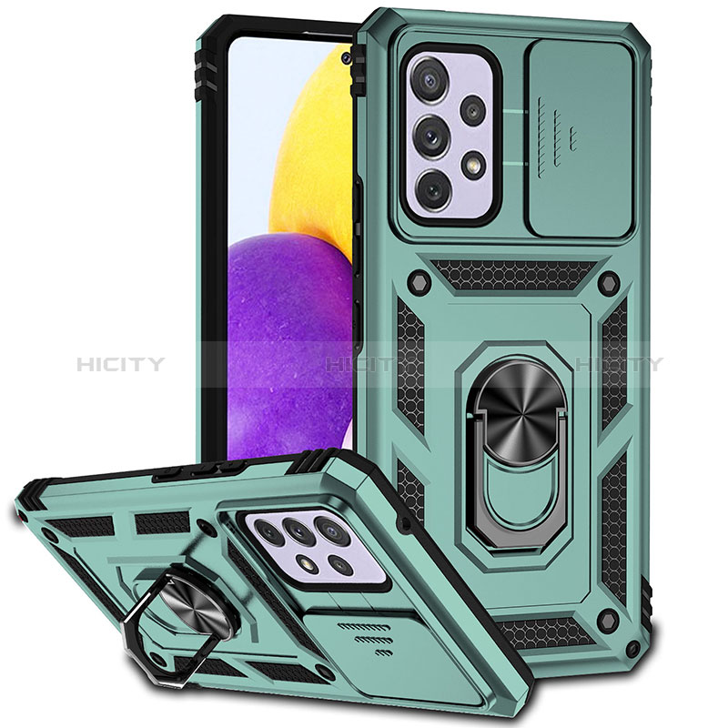 Custodia Silicone e Plastica Opaca Cover con Magnetico Anello Supporto MQ6 per Samsung Galaxy A53 5G Verde