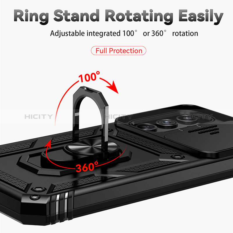 Custodia Silicone e Plastica Opaca Cover con Magnetico Anello Supporto MQ6 per Samsung Galaxy Jump3 5G