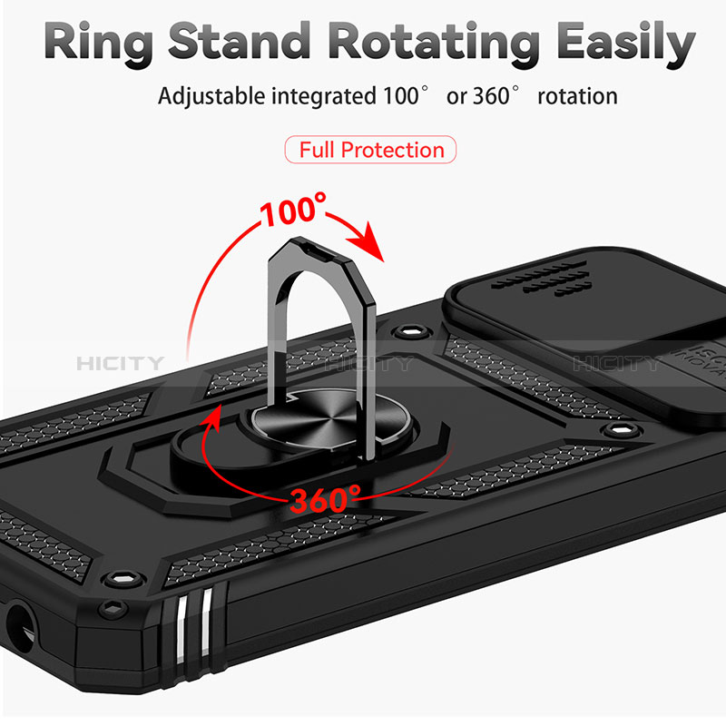 Custodia Silicone e Plastica Opaca Cover con Magnetico Anello Supporto MQ6 per Samsung Galaxy M02s